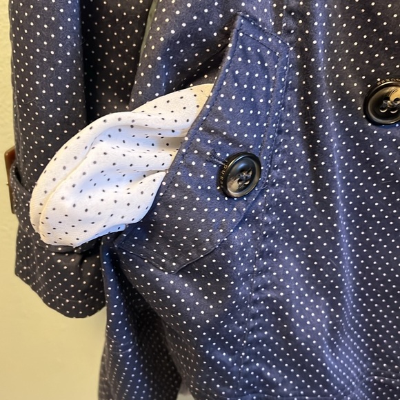 Guess Jacket Small Polka Dot Trench Coat Double Breasted Belted Lined Coat Small - Picture 6 of 14